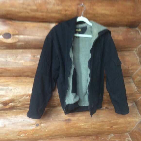 Stanley Black Hooded Canvas Faux Sherpa Lined Heavy Duty Utility Jacket Medium - Picture 2 of 7